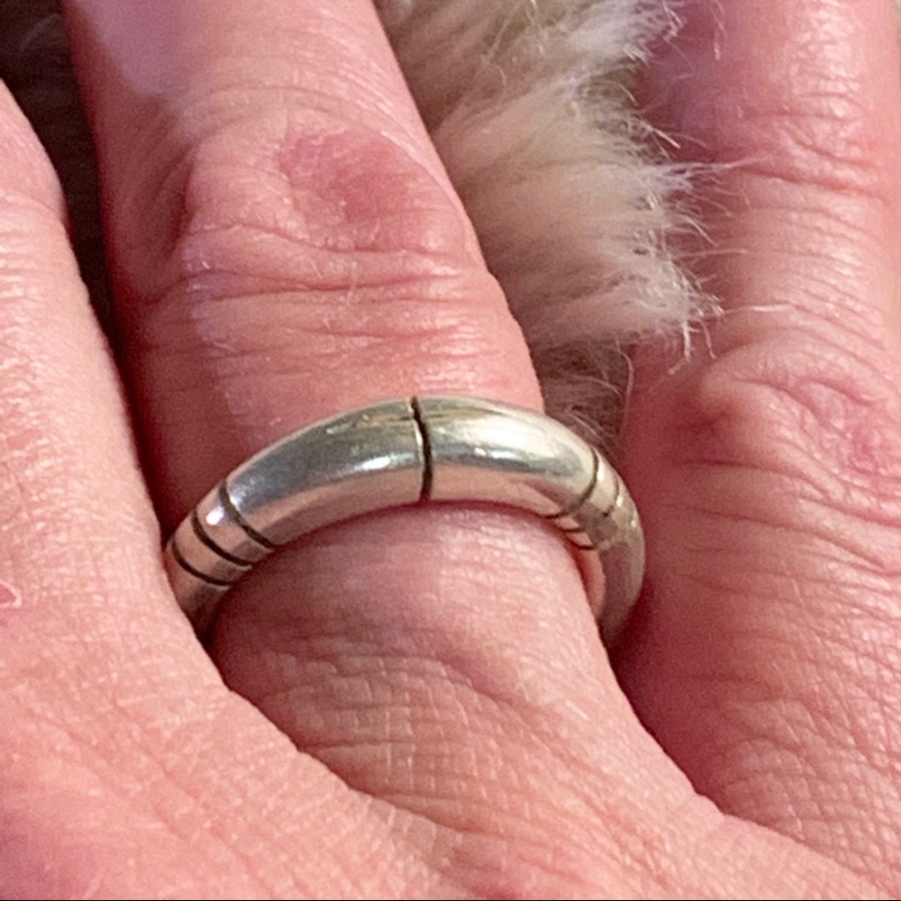 Solid 925 Ssilver Line Design Dome Ring/7 - image 3